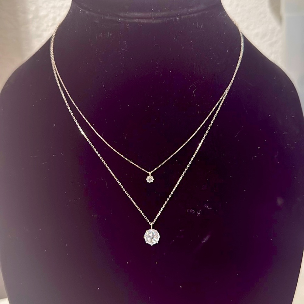 Double strand silver necklace